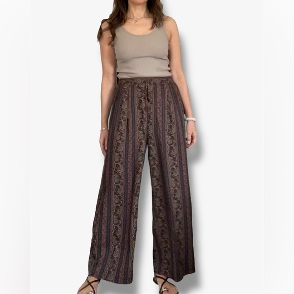Vintage Talbots  Paisley Stripe Wide Leg Pants - Picture 1 of 8